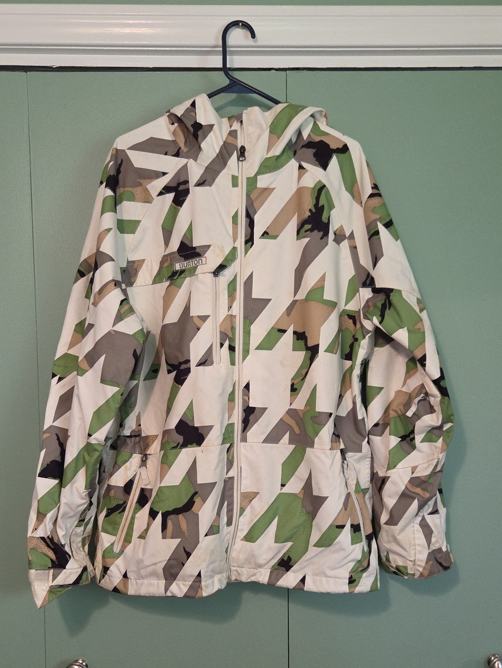 Burton G Mens White And Green Ski Winter Jacket Size Large